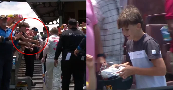 WATCH: David Warner gives away his Australia helmet and gloves to a young fan during final walk to the dressing room