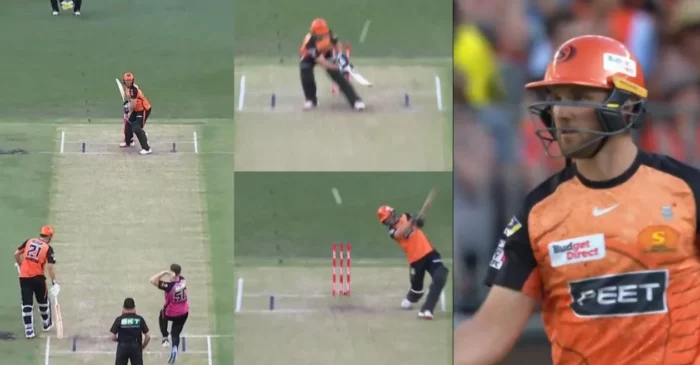 WATCH: Laurie Evans blasts 28 runs in a single over against Hayden Kerr in BBL|13