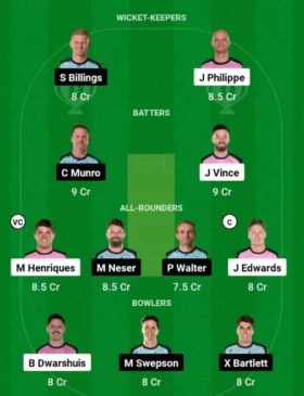 SIX vs HEA, Dream11 Team