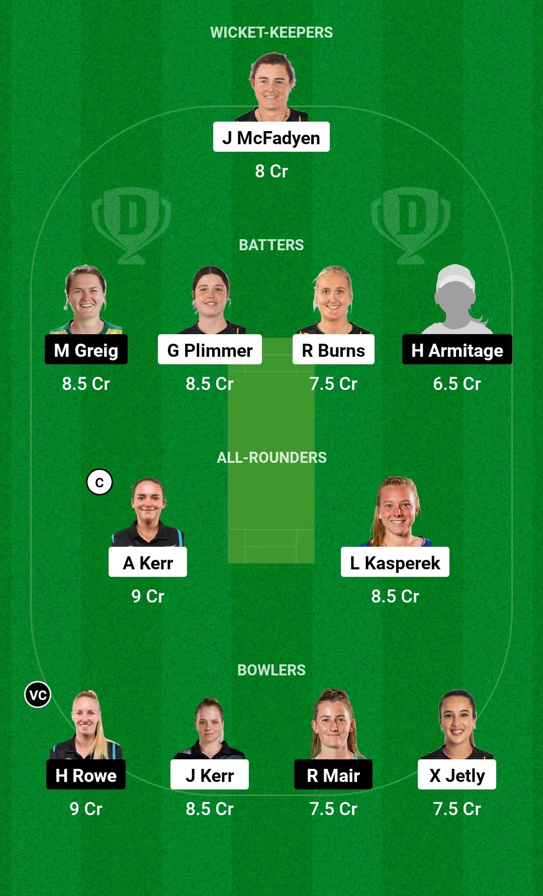 WB-W vs CH-W Fantasy Team