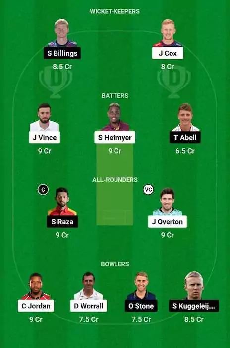 GUL vs DUB Dream11 Team for today's match