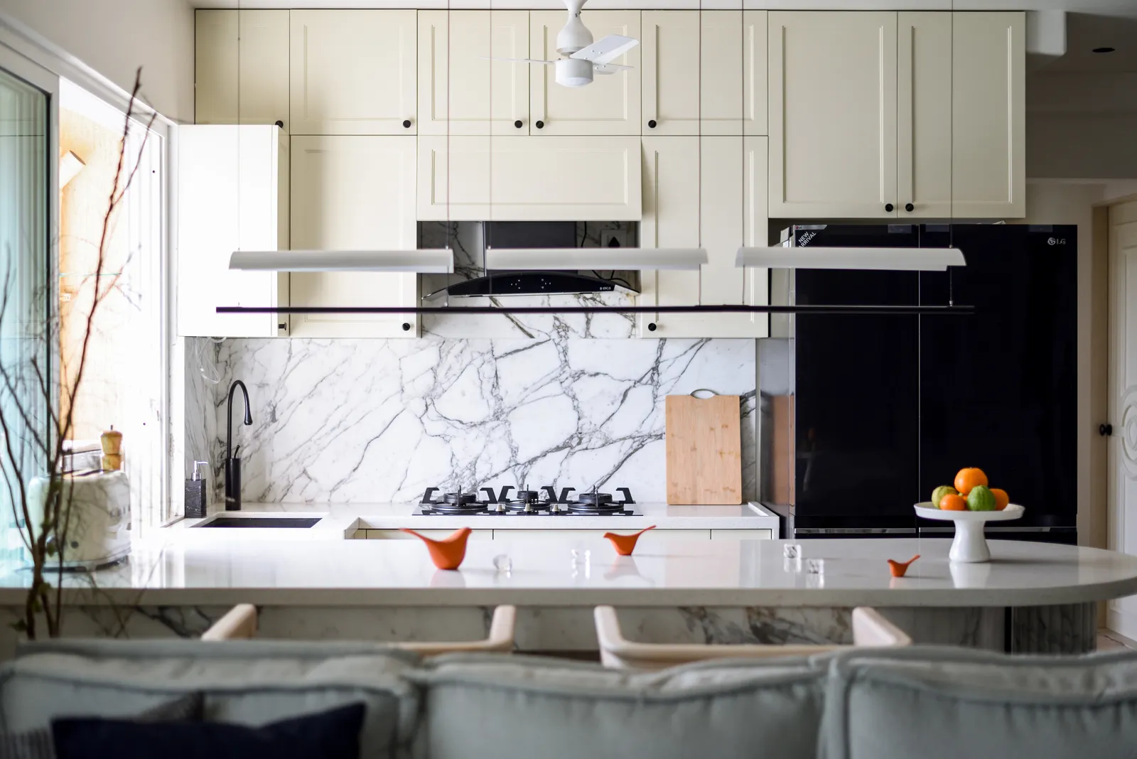 The kitchen area of Yashasvi's lavish apartment