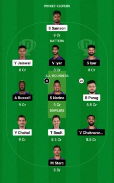 Dream 11 Team RR vs KKR