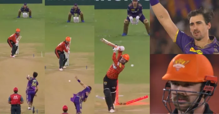 IPL 2024 [WATCH]: Mitchell Starc bowls an absolute ripper to knock Travis Head’s stumps over | KKR vs SRH