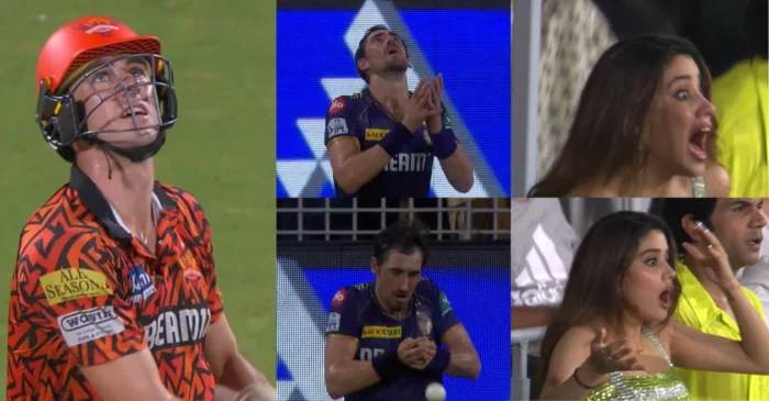 WATCH: Actress Janhvi Kapoor in disbelief as Mitchell Starc fails to hold onto Pat Cummins’ catch | IPL 2024 Final, KKR vs SRH