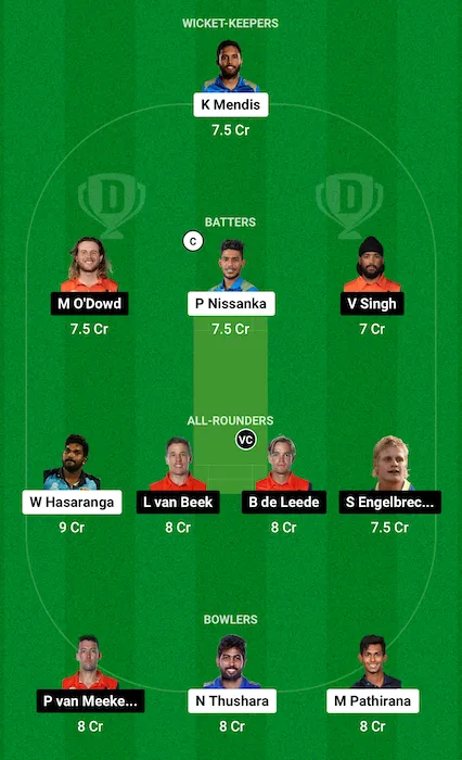 SL vs NED Dream11 Team for today's match