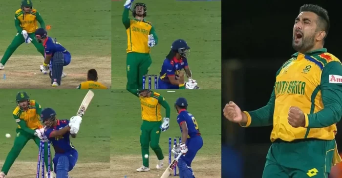 WATCH: Tabraiz Shamsi’s stunning four-wicket haul spell in South Africa’s victory over Nepal | T20 World Cup