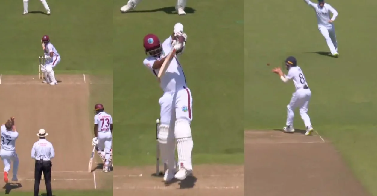 ENG vs WI [WATCH]: Gus Atkinson bowls a fiery bouncer to dismiss Kraigg Brathwaite on Day 2 of the Trent Bridge Test