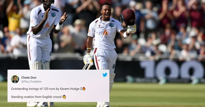 Netizens react as Kavem Hodge’s maiden ton leads West Indies’ fightback on Day 2 of the Trent Bridge Test against England