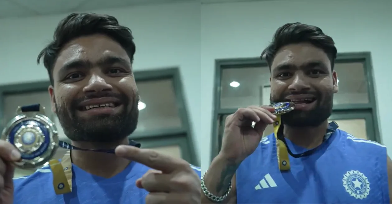 SL vs IND [WATCH]: Rinku Singh does the Olympic bite celebration after winning best fielder award in 3rd T20