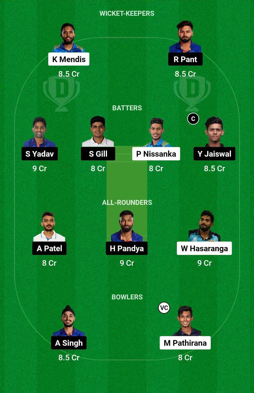 SL vs IND Dream11 Team for today's match (July 28, 2024)