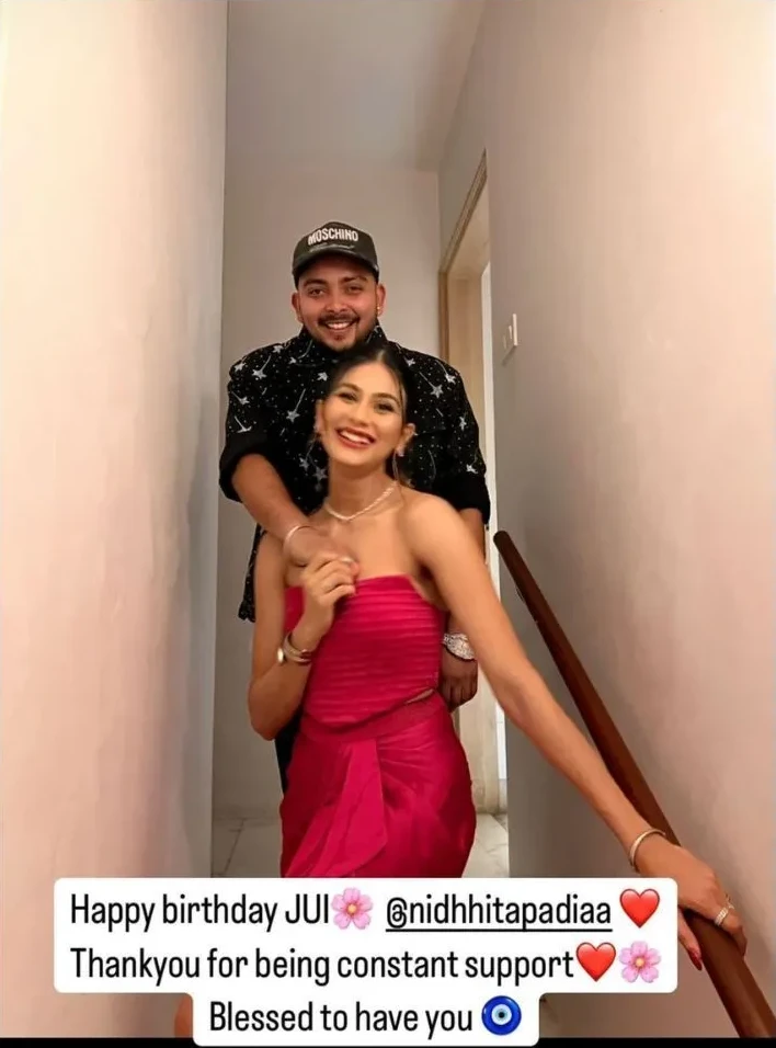 Prithvi Shaw's birthday message for his girlfriend Nidhi Tapadia 