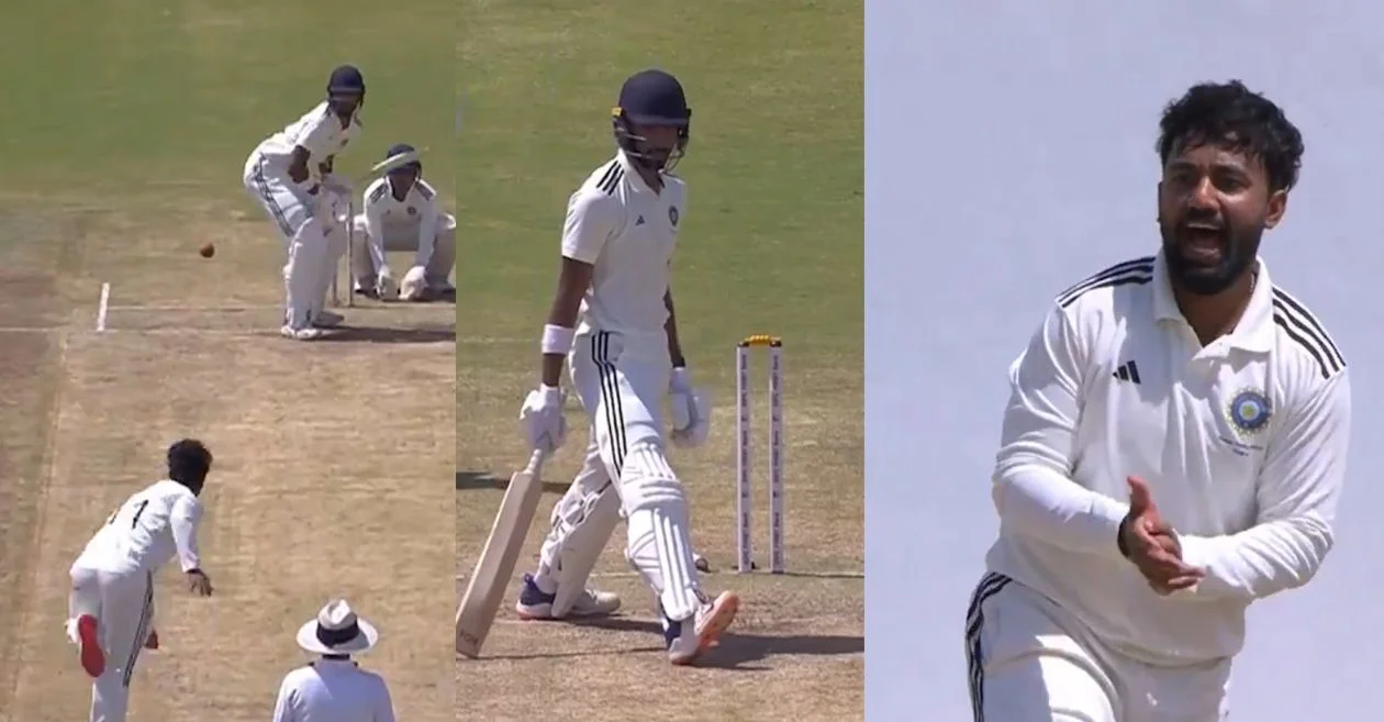 WATCH: Shams Mulani rips out Devdutt Padikkal’s leg stump with an unplayable delivery in the Duleep Trophy 2024