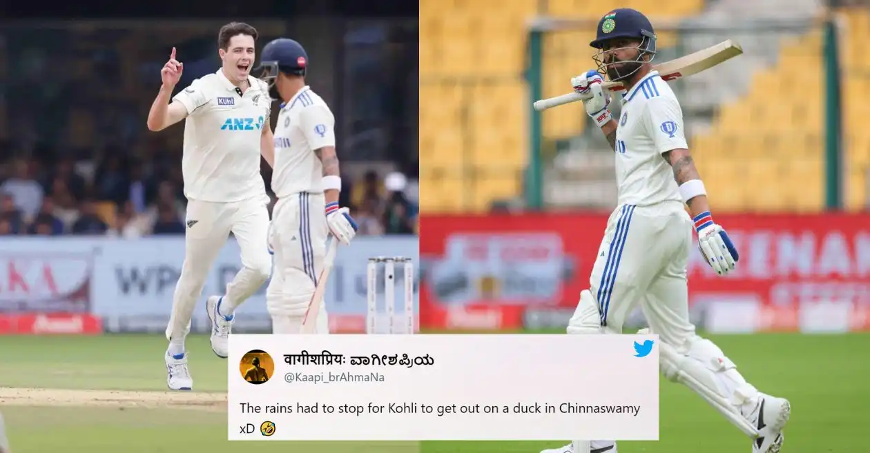 Fans troll Virat Kohli as the Indian batter goes for a 9-ball duck in Bengaluru Test against New Zealand