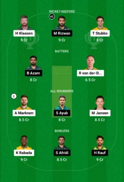 SA vs PAK Dream11 Team for today’s match