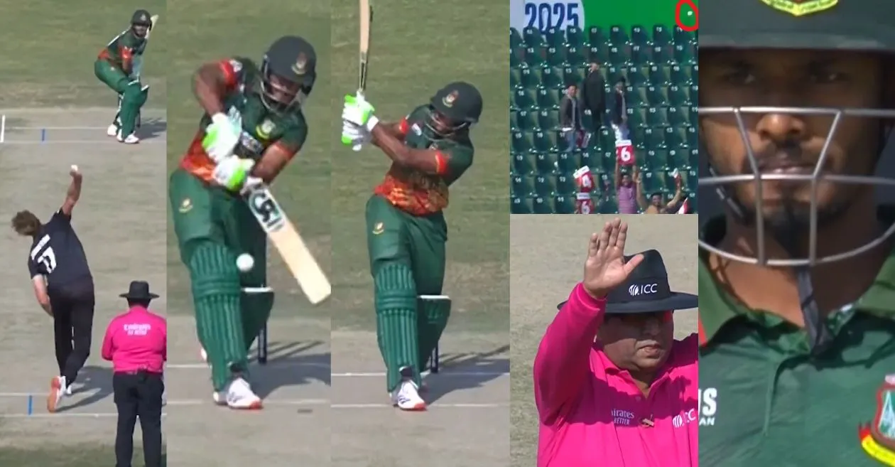 BAN vs NZ [WATCH]: Tanzid hasan whips Kyle Jamieson for a huge six in Champions Trophy 2025