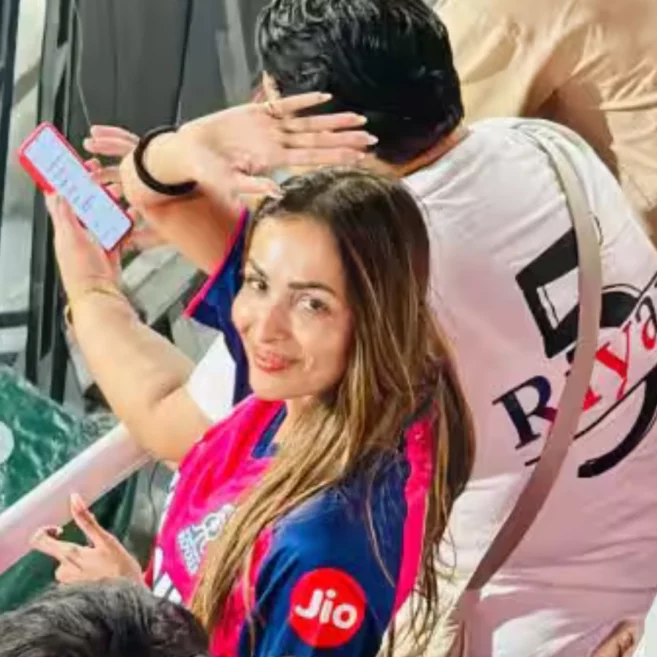 Malaika Arora sports Rajasthan Royals' jersey at the IPL 2025