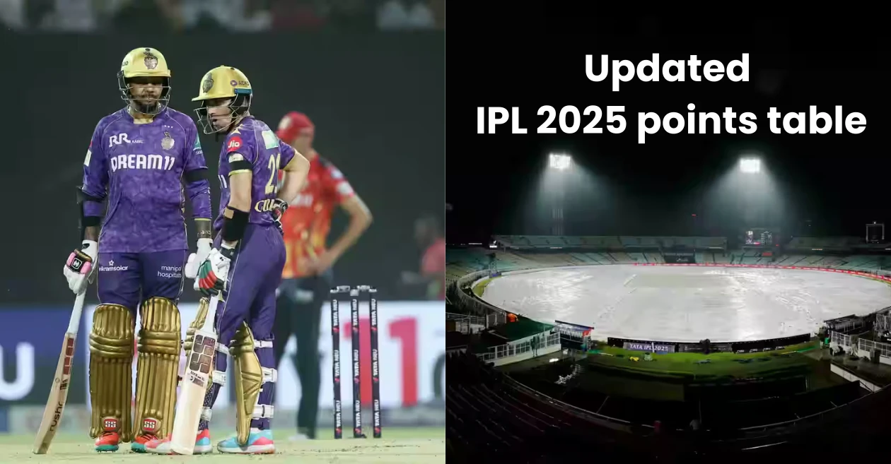 Updated IPL 2025 points table: KKR vs PBKS match gets called off due to rain