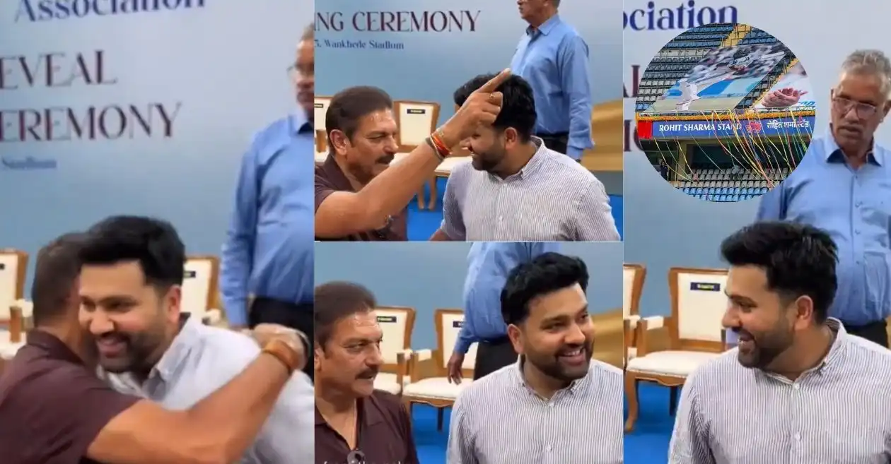 WATCH: Ravi Shastri’s hilarious appeal to Rohit Sharma after stand unveiling at Wankhede
