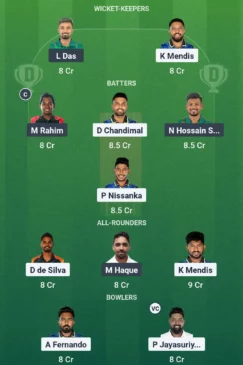 SL vs BAN Dream11 team for June 25