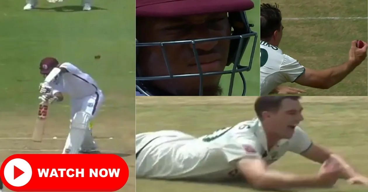 WI vs AUS [WATCH]: Pat Cummins plucks a one-handed stunner as match hangs in balance on Day 2 of second Test