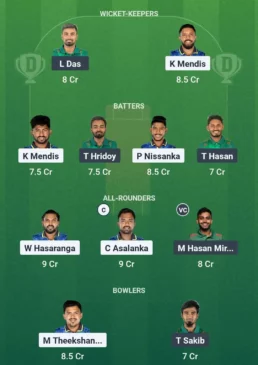 SL vs BAN Dream11 team for July 10