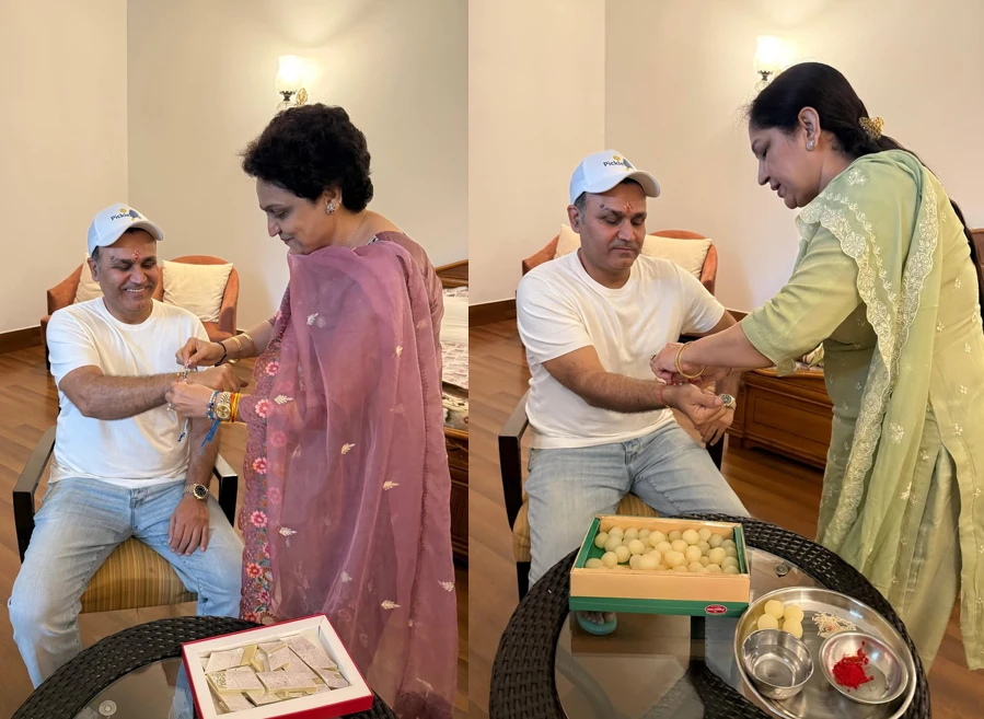 Virender Sehwag with his sisters