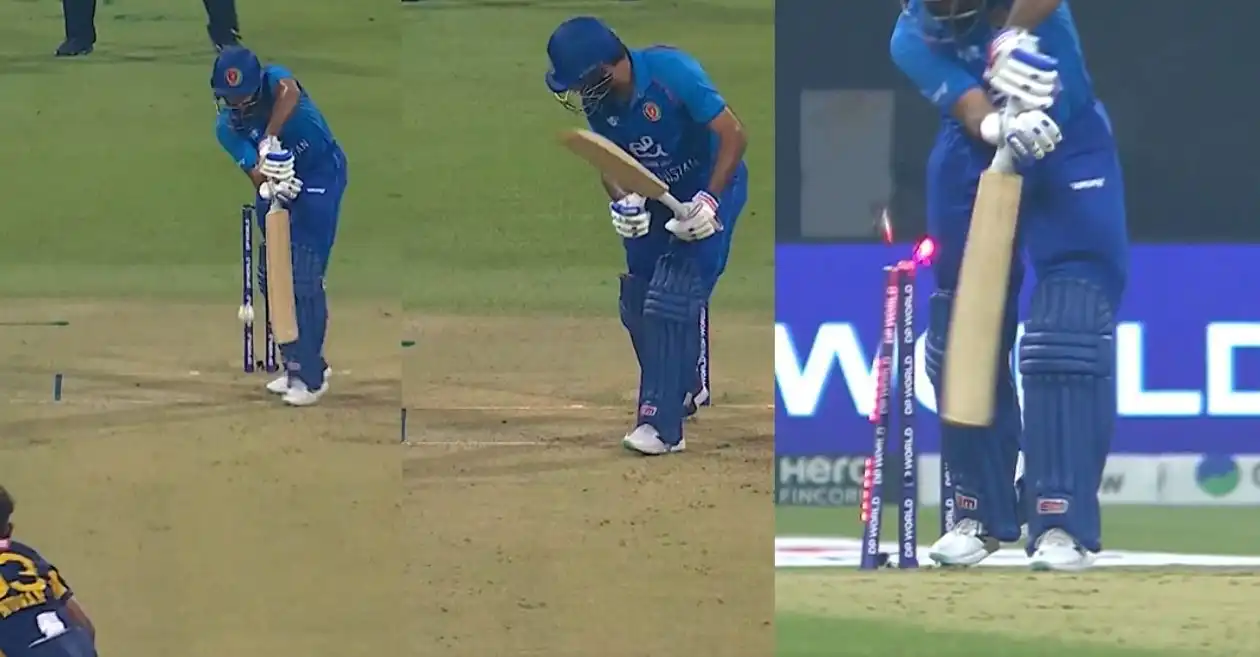 WATCH: Nuwan Thushara cleans up Karim Janat with an absolute jaffa in SL vs AFG Asia Cup 2025 clash
