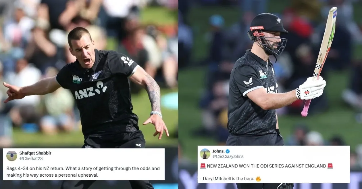 Fans erupt as Blair Tickner and Daryl Mitchell lead New Zealand to series-clinching win over England in 2nd ODI