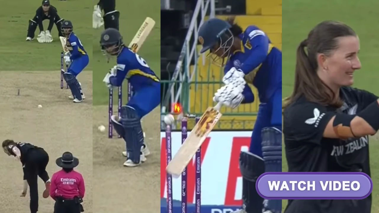 Women’s World Cup 2025 [WATCH]: Rosemary Mair cleans up Vishmi Gunaratne with a peach of a delivery in SL-W vs NZ-W clash