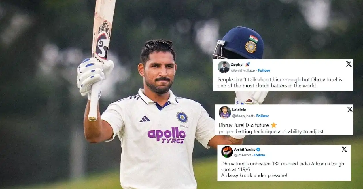 Fans react as Dhruv Jurel rescues India A with a sensational unbeaten century against South Africa A in 2nd unofficial Test