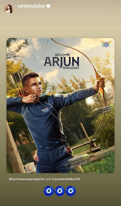 Sara Tendulkar Instagram story for Arjun Tendulkar