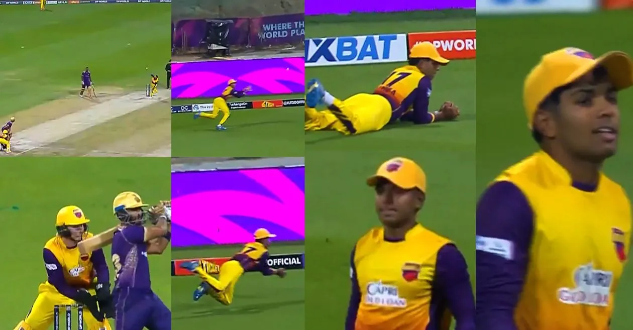 WATCH: Ethan D’Souza pulls off a stunning diving catch to remove Unmukt Chand in ILT20 2025-26 thriller