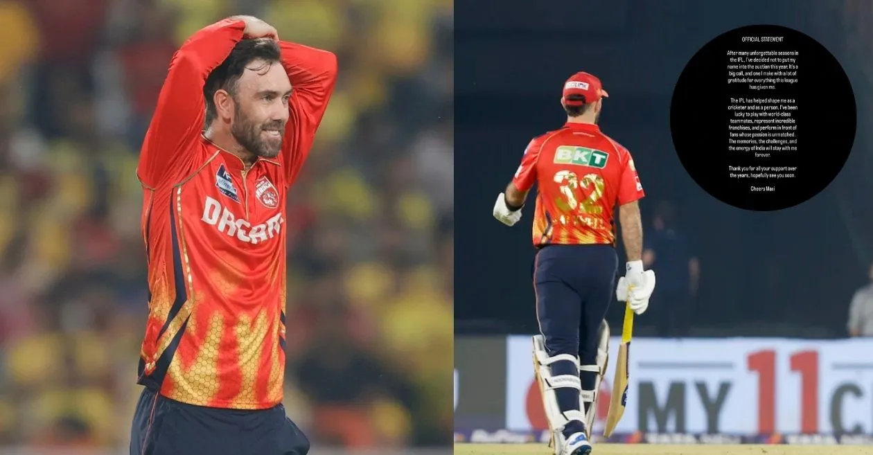 Glenn Maxwell issues a touching statement after withdrawing from the IPL 2026 auction