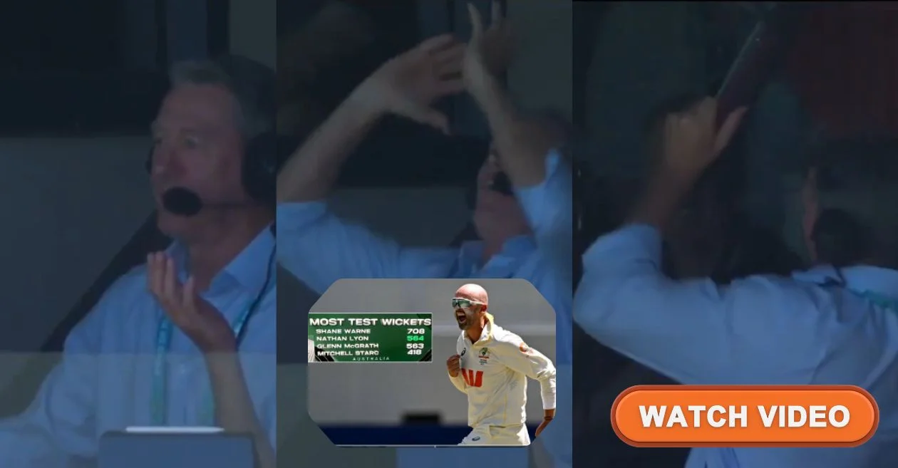Ashes 2025-26 [WATCH]: Glenn McGrath’s reaction breaks the internet as Nathan Lyon surpasses him on Australia’s all-time wicket-taker list | Adelaide Test, Day 2