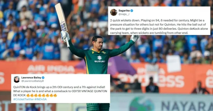 IND vs SA: Fans go berserk as Quinton de Kock equals Kumar Sangakkara’s record with his 23rd ODI century in Visakhapatnam