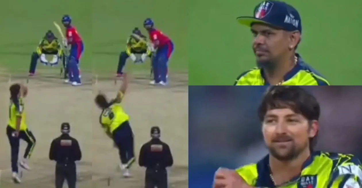 WATCH: Tim David leaves fans in stitches by mimicking Sunil Narine’s bowling action in the Abu Dhabi T10 2025 final