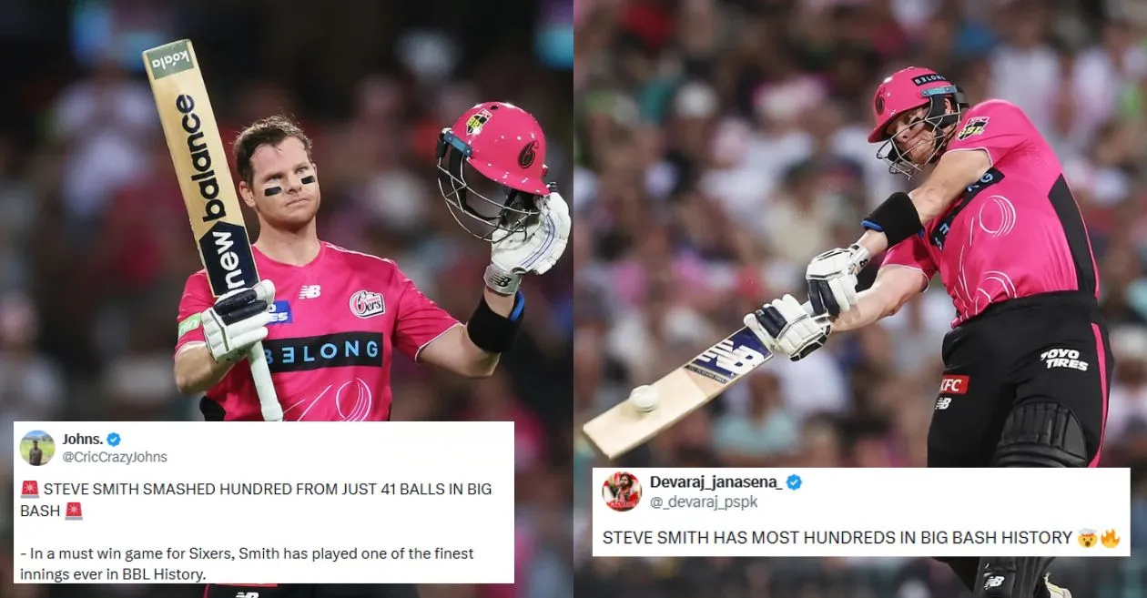 Fans go berserk as Steve Smith’s historic century drives Sixers past Thunder in Sydney derby at BBL|15