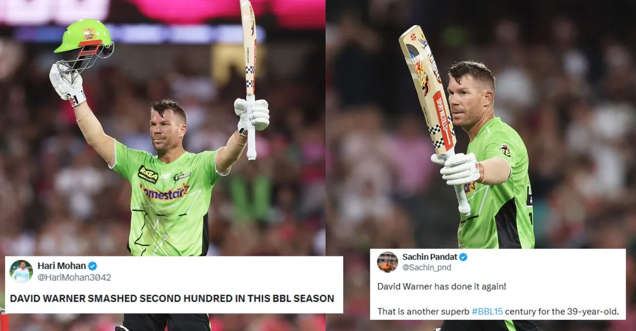 Fans go crazy as David Warner hammers his 2nd century for Sydney Thunder in BBL|15