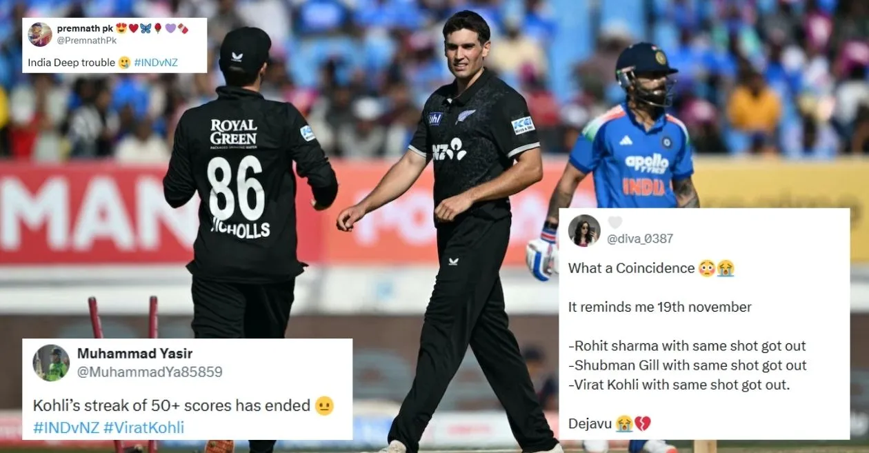 Fans react as India’s top order crumbles, losing four wickets cheaply against New Zealand in 2nd ODI at Rajkot