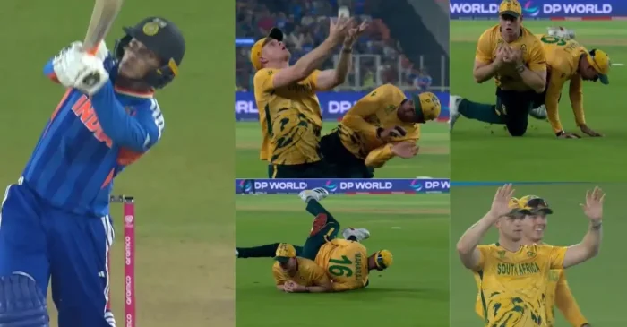 T20 World Cup 2026 [WATCH]: Corbin Bosch and Keshav Maharaj nearly collide in heart-stopping catch to dismiss Abhishek Sharma