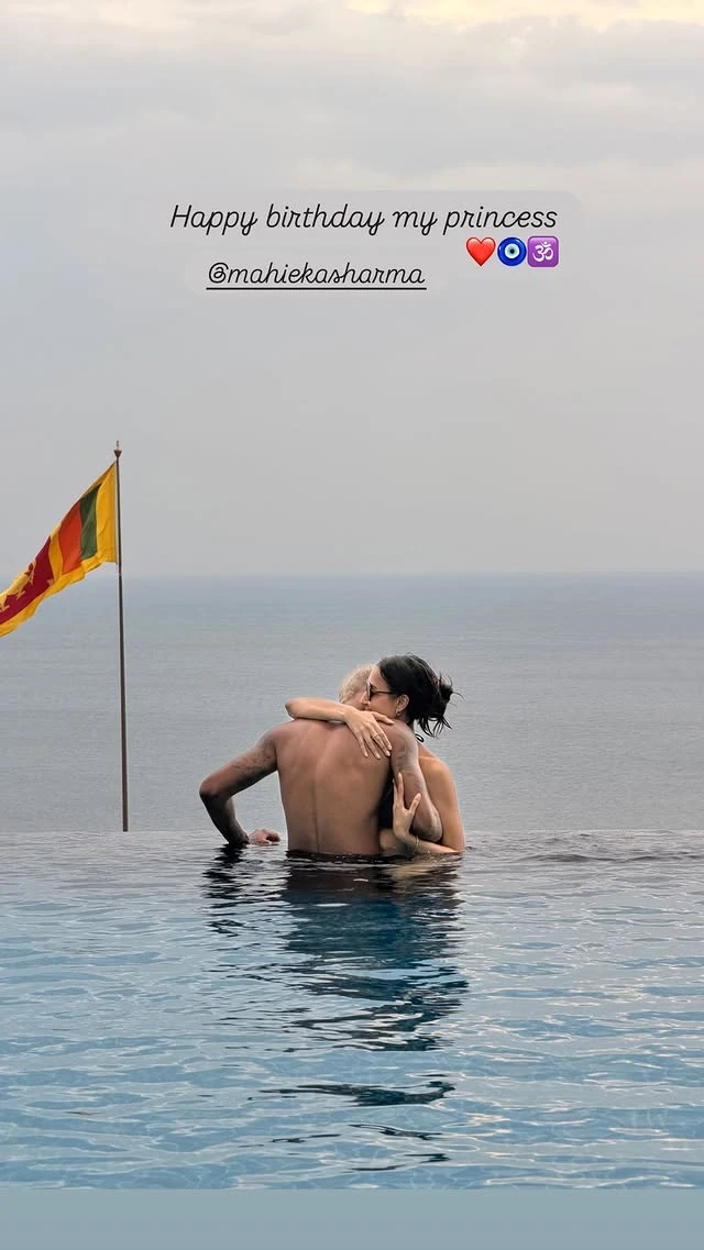 Hardik Pandya and Mahieka Sharma in Sri Lanka