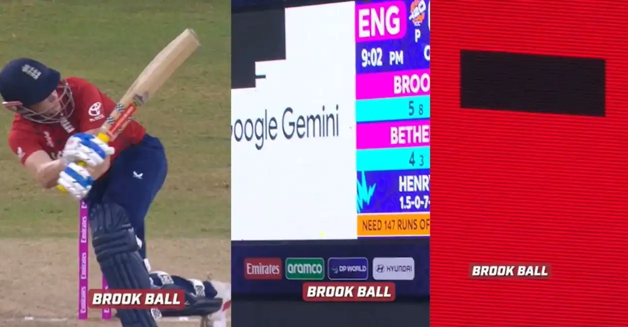 T20 World Cup 2026 [WATCH]: Harry Brook’s six leaves dent on big screen during ENG vs NZ Super 8 clash