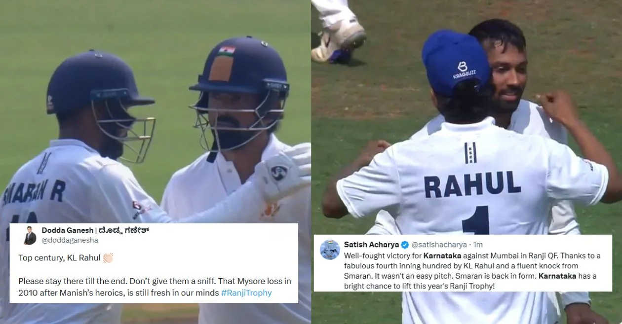 Fans react as KL Rahul and Smaran Ravichandran chase down 325 as Karnataka knock Mumbai out to reach Ranji Trophy semi-finals