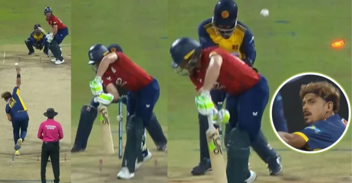 SL vs ENG [WATCH]: Maheesh Theekshana cleans up Jos Buttler with a dream delivery and breaks out his iconic celebration in 3rd T20I
