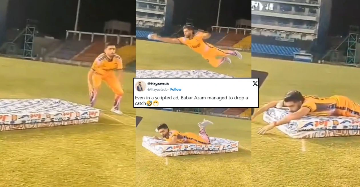 Fans troll Babar Azam for dropping a catch during an ad shoot