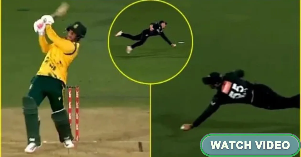 WATCH: Nick Kelly pulls off a jaw-dropping one-handed diving catch to dismiss Rubin Hermann in NZ vs SA 5th T20I