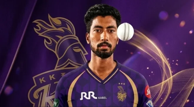 Saurabh Dubey playing for KKR in IPL 2026