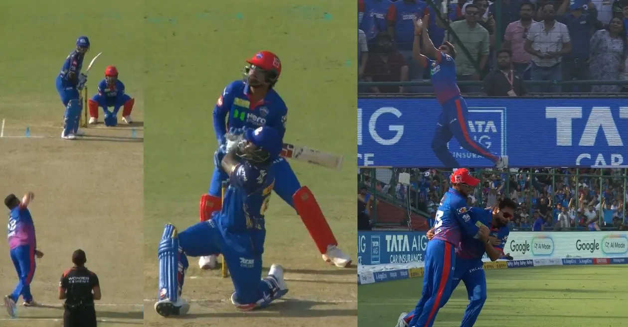 IPL 2026 [WATCH]: Mukesh Kumar’s spectacular grab sends Sherfane Rutherford packing in DC vs MI clash