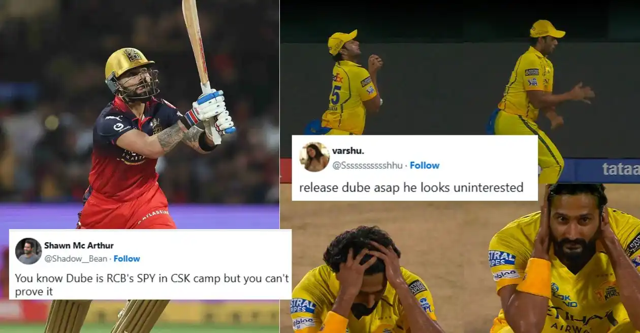 Fans brutally troll Shivam Dube for dropping Virat Kohli’s catch during RCB vs CSK clash at IPL 2026